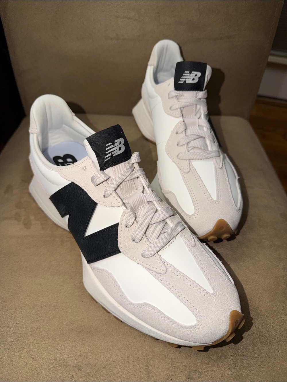 New Balance Cream & Black Retro Runner Sneakers